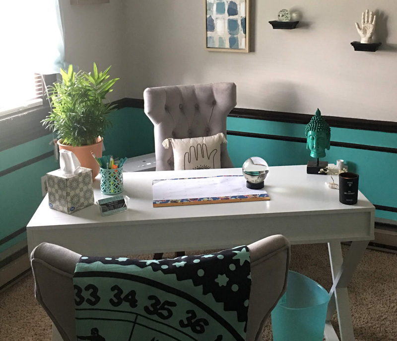 Dina's table where readings are done at her office in Manassas, Virginia